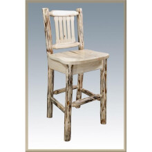 Montana Collection Counter Height Barstool with Back - Buckskin Upholstery, Clear Lacquer