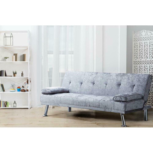 Comfy Living (Steel) Naples Crushed Velvet Sofa Bed