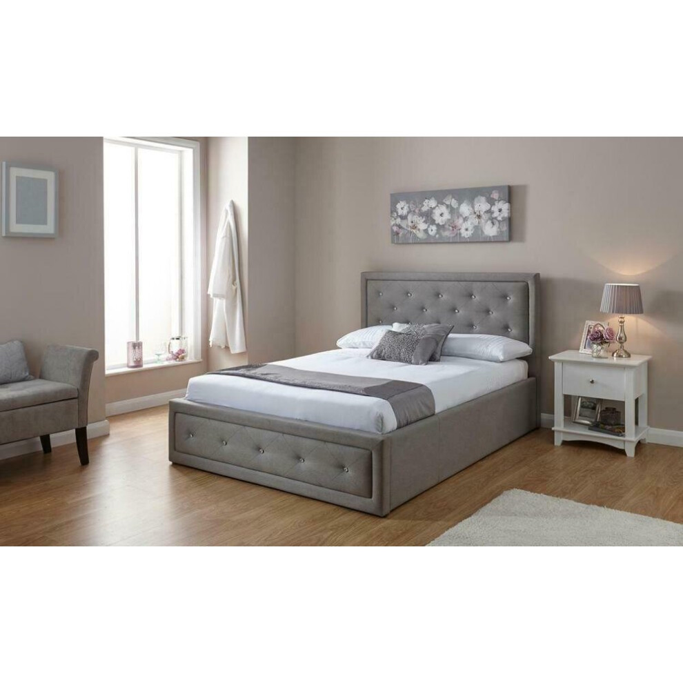 (4ft6 Double, Grey) Colorado Bed Frame with Lucy Mattress