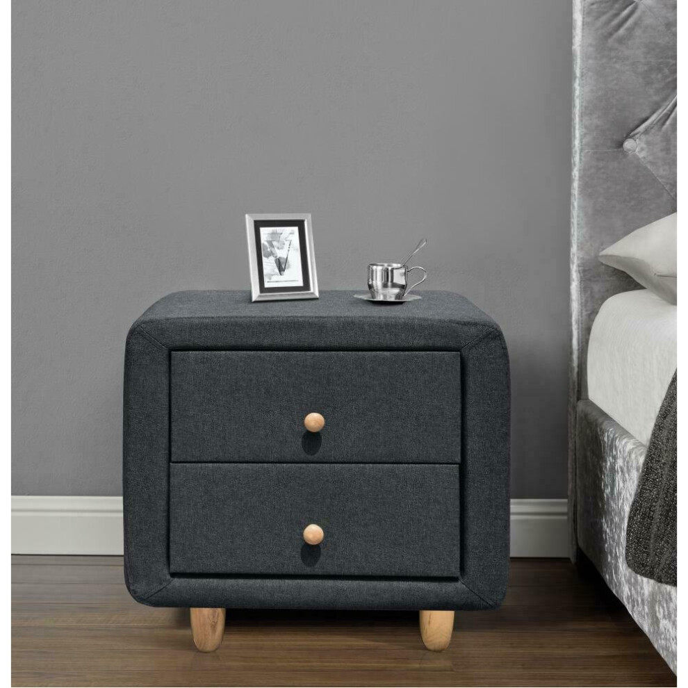 (Two Bedsides, Grey) Jakarta Linen Bedside Tables