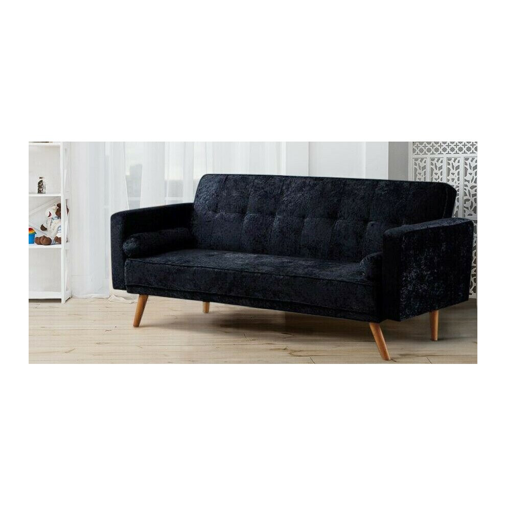 (Black) Miami Crushed Velvet Sofa Bed