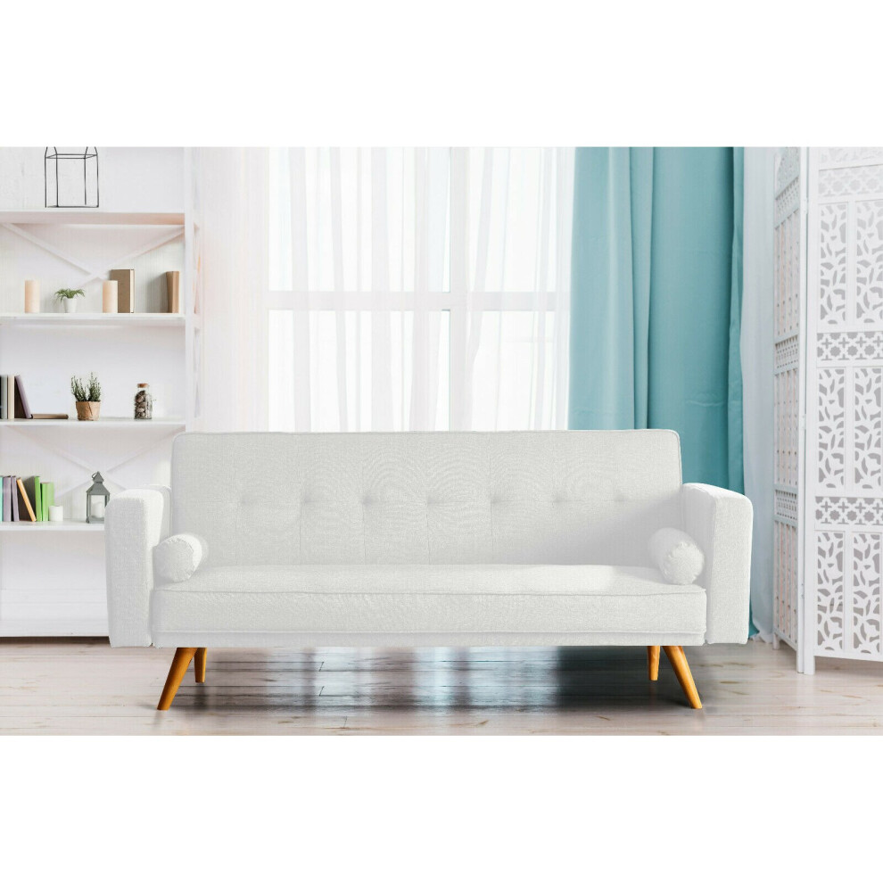 (Cream) Miami 3 Seater Sofa Bed