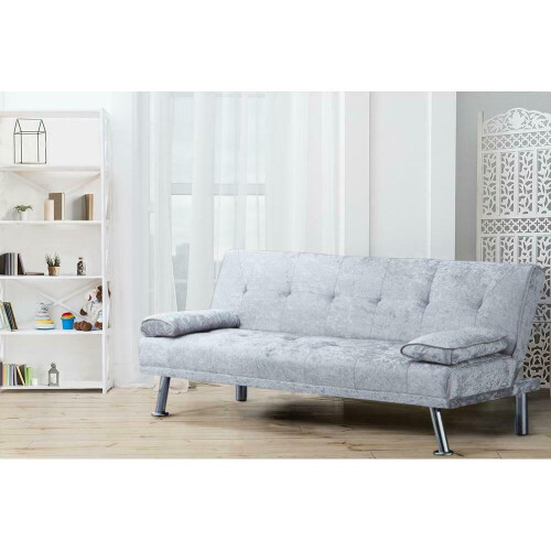 Comfy Living (Silver) Naples Crushed Velvet Sofa Bed