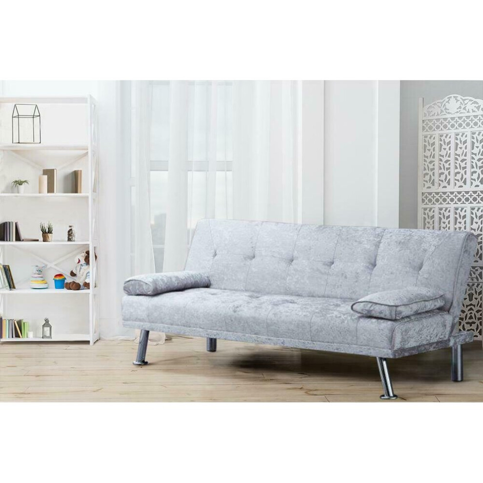 Comfy Living (Silver) Naples Crushed Velvet Sofa Bed Silver