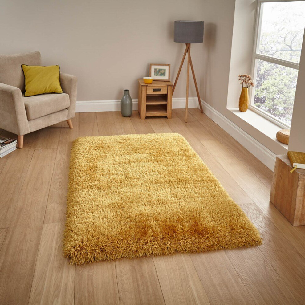 (120x170cm) Montana Shaggy Rugs in Yellow Small Large Thick Soft Plain Pile Luxury Mats