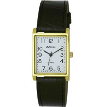 Men's Classic Rectangular Strap Watch - Black / Gold by Ravel R0120.01.1A