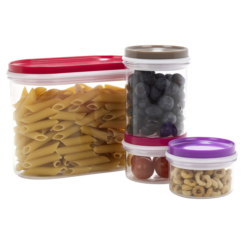 4 Pcs Plastic Food Storage Boxes Crates Containers Jars with Lids Set