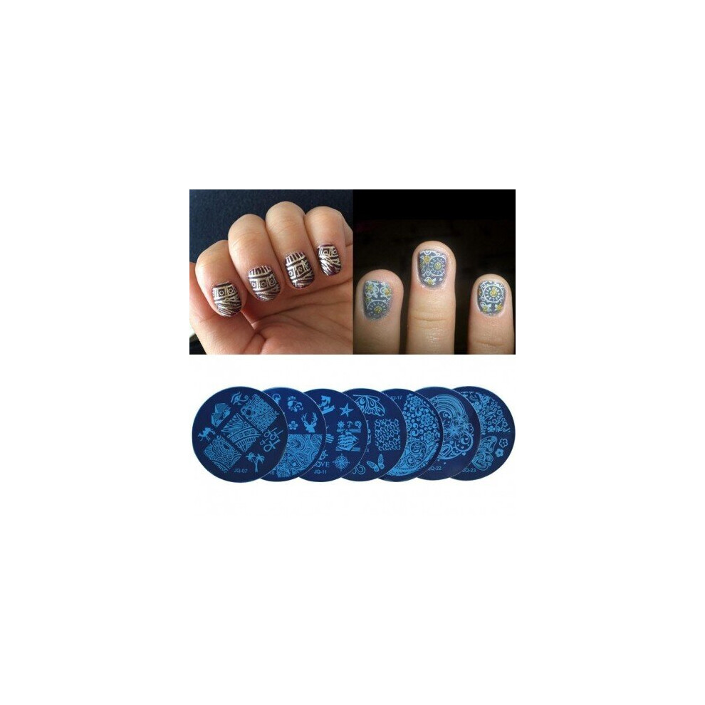 Watanablemarket 55 Designs Jq Series Nail Stamping Plate Stainless Steel Nail Stamper Template Image Plates Nail Art Tools Manicure Accessories