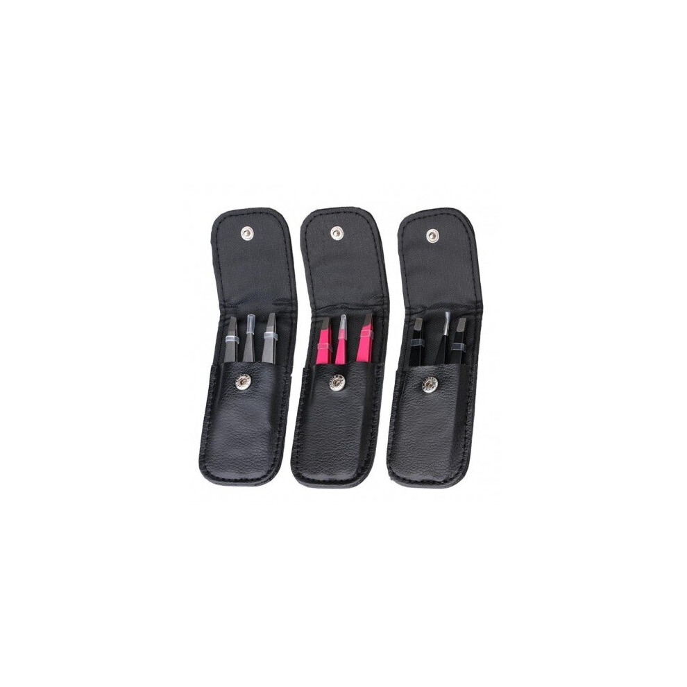Watanablemarket 3Pcs Professional Eyebrow Tweezers Hair Beauty Slanted Stainless Steel Tweezer