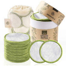 20 Pack Reusable Makeup Remover Pads 100% Organic Bamboo Cotton Rounds For All Skin Types With Laundry Bag & Storage Box