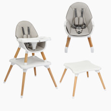 4 in 1 Baby High Chair Child Feeding Seat Food Tray Safety Belt Grey
