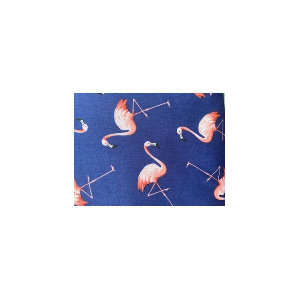 Nutex Fat Quarter Pink Flamingos On Navy Sevenberry 100% Cotton Quilting Fabric Blue