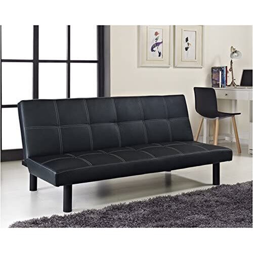 Comfy Living (Black) Comfy Living Brisbane Faux Leather Sofa Bed