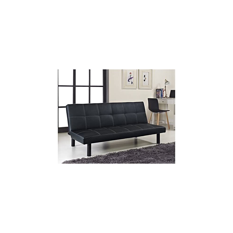 (Black) Comfy Living Brisbane Faux Leather Sofa Bed on OnBuy
