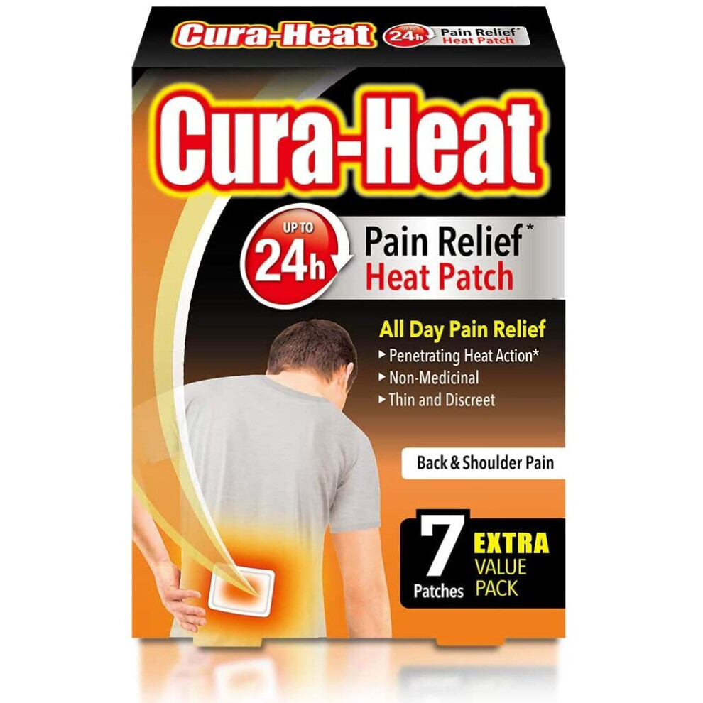 Cura Heat Back & Shoulder Pain, 1 Pack of 7 Patches