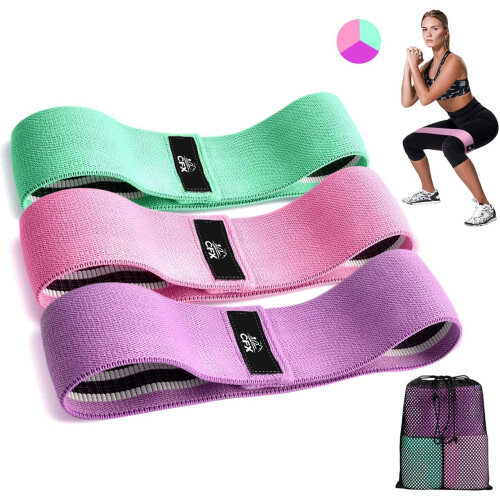 (Green,Pink,Purple) CFX Resistance Bands 3 Sets,Premium Exercise Loops