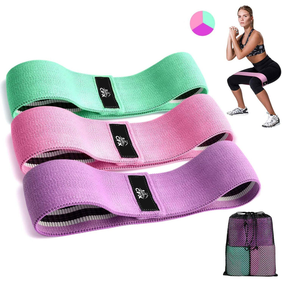 (,,Purple) Cfx Resistance Bands 3 Sets,Premium Exercise Loops Green/Pink/Purple
