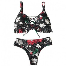 ChamsGend Bikini Bra Set Sexy Swimwear Summer New Underwear Push-Up Padded Flower Print Bra Swimsuit Beachwear Jan9