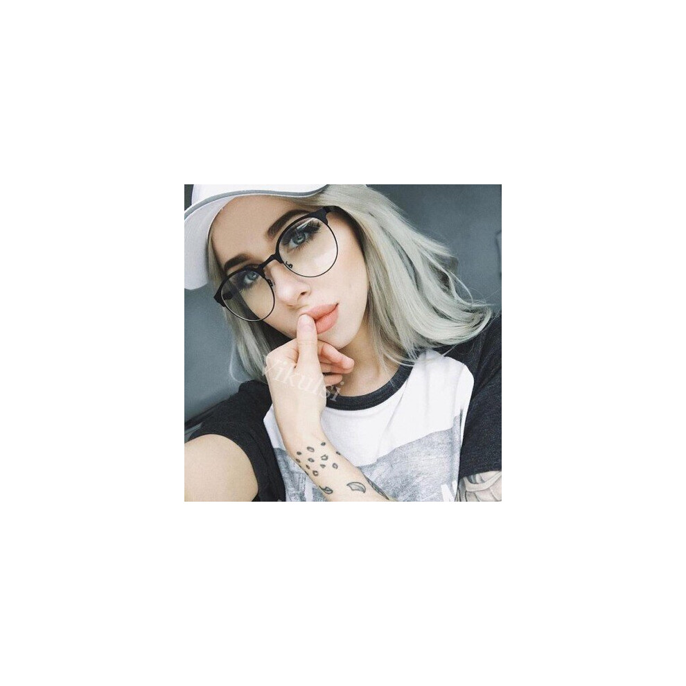 Watanablemarket Round Clear Glasses Half Frame Eyeglasses Transparent Glasses Women Cat Eye Clear Glasses Optical Lens Men Oculos De Grau