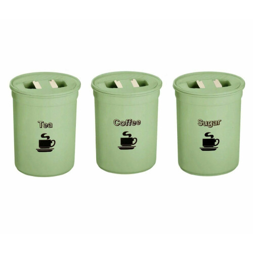 Set Of 3 Tea Coffee Sugar Jars Storage Canisters Kitchen Container 2