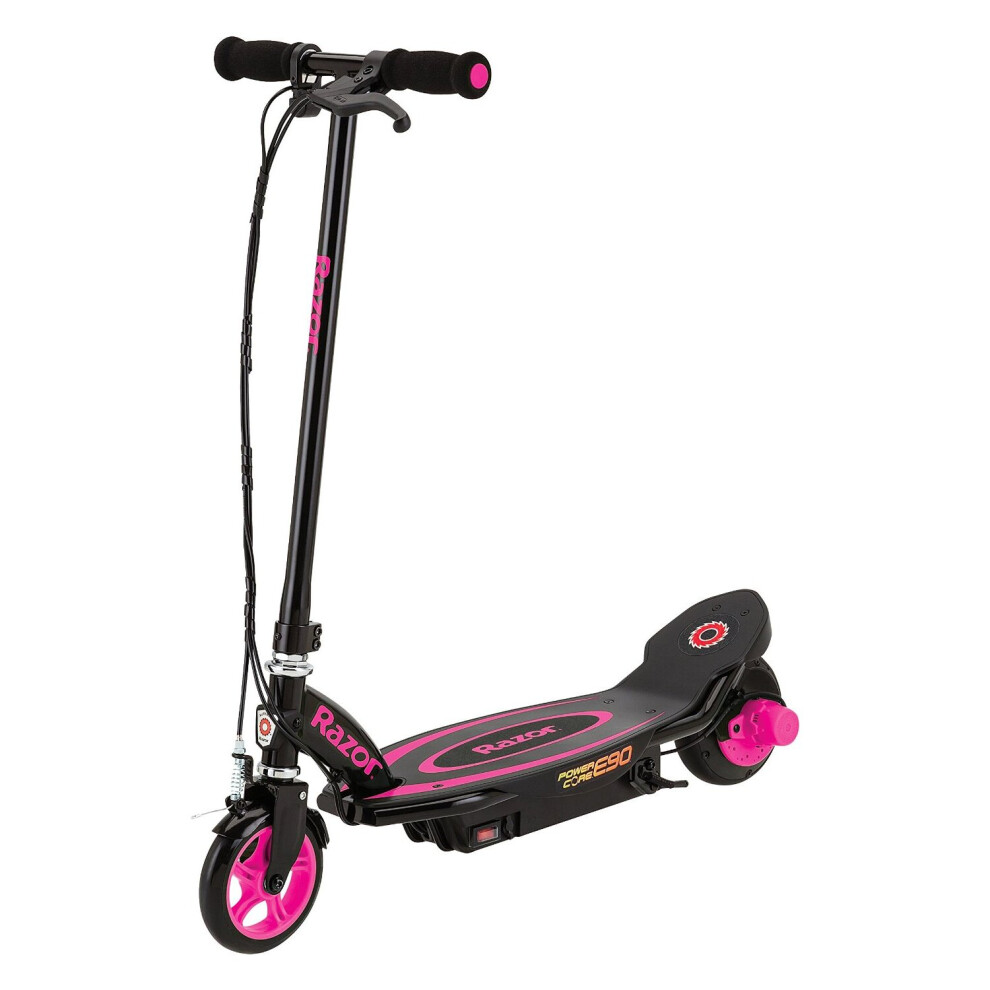 Razor Power Core E90 Electric Scooter Pink Max Speed of 10 MPH Push Button Throttle Ages 8 Years +