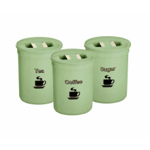 Set Of 3 Tea Coffee Sugar Jars Storage Canisters Kitchen Container