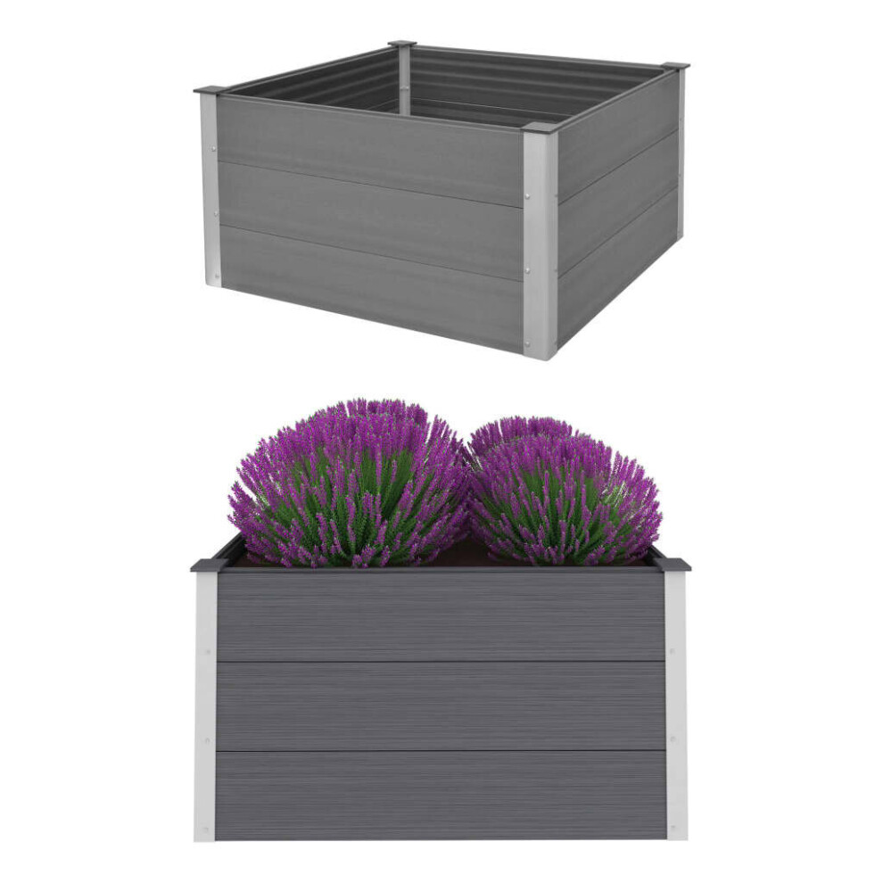 vidaXL Garden Raised Bed WPC 100x100x54cm Grey Outdoor Flower Pot Raised Bed