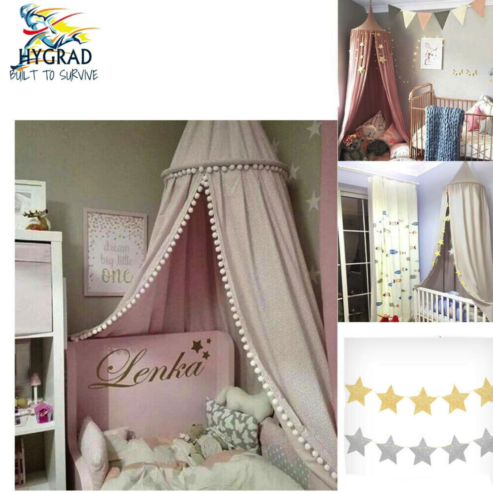 (White, Without Stars) Round Ball Children's Bed Canopy Bedcover Mosquito Net Curtain Bedding Dome Tent