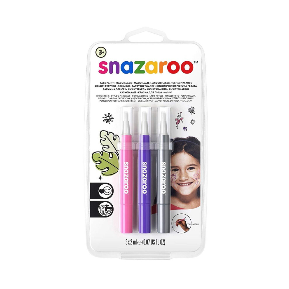 153 Snazaroo Face Painting Brush Pen Set - Fantasy (3Pk) Multicoloured