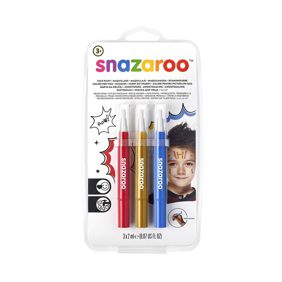 153 Snazaroo Face Painting Brush Pen Set - Adventure (3Pk) Multicoloured