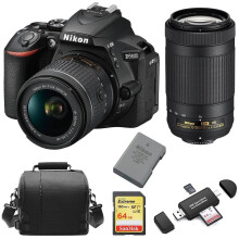 Nikon D5600 Twin Kit 18-55Mm Vr 70-300Mmvr+64Gcard+Bolsa+En-El14A+Lector