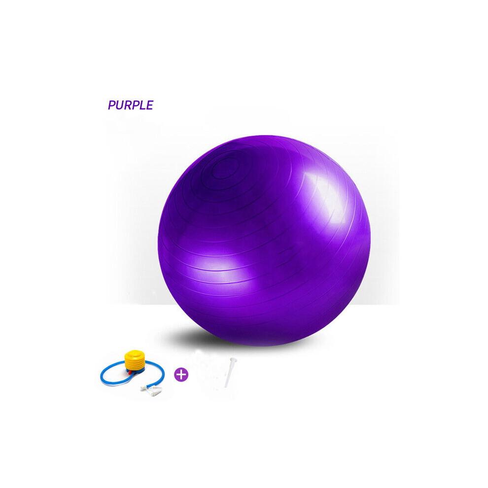 (Purple) 65cm Yoga Ball Fitness Balls Sports Pilates Birthing Exercise Training Workout (including pump) 