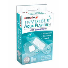 24 Invisible Aqua Plaster Clear Assorted Breathable Waterproof First Aid Bandage