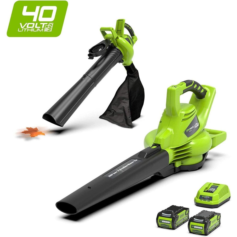 Greenworks Cordless Leaf Blower and Vacuum 2 in 1 GD40BVK2X