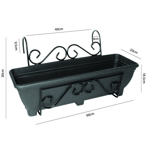 (Terracota) Scrolled Balcony/Fence Holder with Trough 2