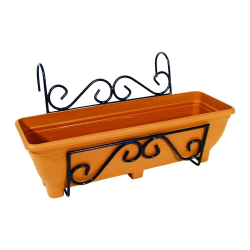 (Terracota) Scrolled Balcony/Fence Holder with Trough