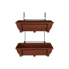 (Terracotta) Double Balcony/Fence Holder - Decorative Trellis Back Planter Holder - Terracotta