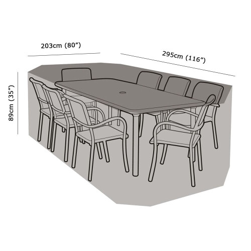8 Seater Rectangular Table & Chairs Cover - Super Tough Polyethylene 1