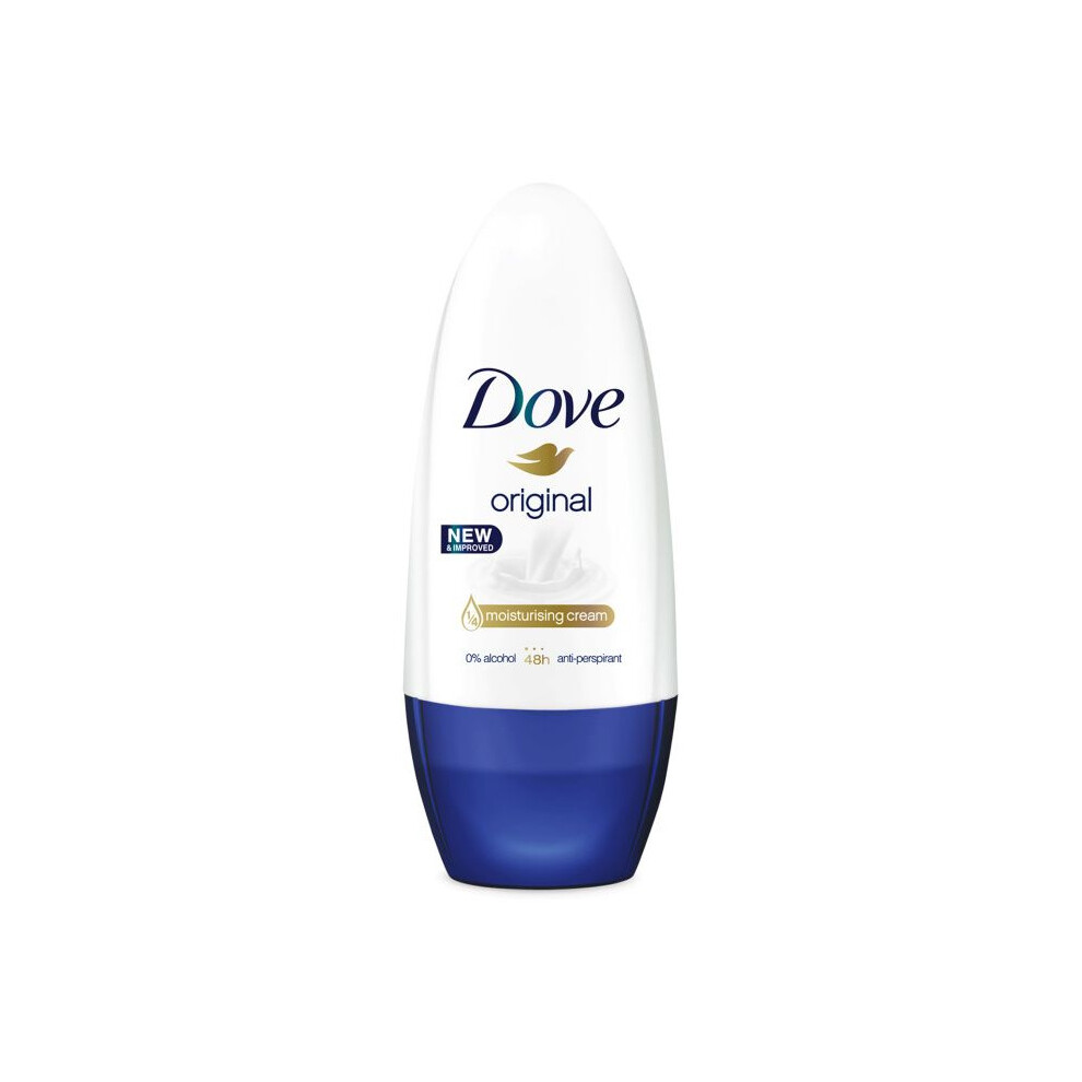 Dove Cream Original Roll-On Anti-Perspirant Deodorant 50Ml - 48H Protection, Alcohol-Free, With 1/4 Moisturising & Vitamin E