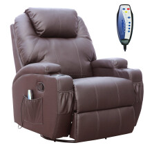 (Brown) WestWood Bonded Leather Massage Recliner Chair Cinema Sofa Armchair Swivel Heat