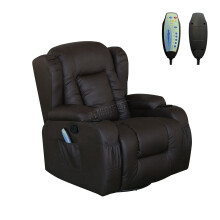 (Brown) WESTWOOD | Leather Recliner Armchair | Swivel Heated Chair Massage Gaming Chair