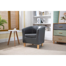 (Grey) WestWood Faux Leather PU Tub Chair Armchair Dining Room Modern Office Furniture
