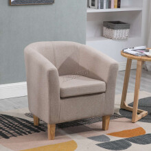 (Cream) WestWood Linen Fabric Tub Chair Armchair Dining Living Room Lounge Office TC03