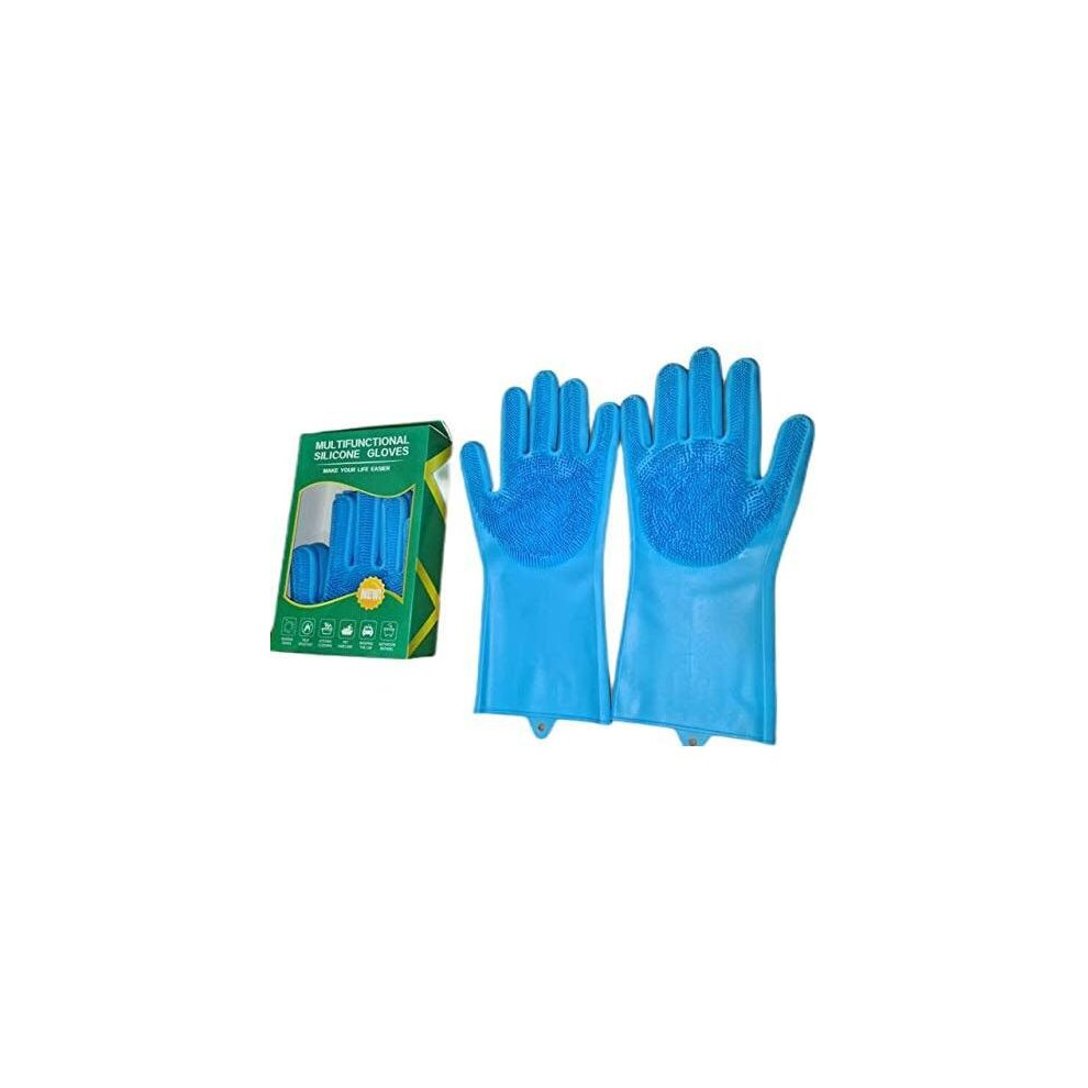 (Blue) Magic Silicone Dishwashing Gloves-image-OPC-P66HBHV-NEW