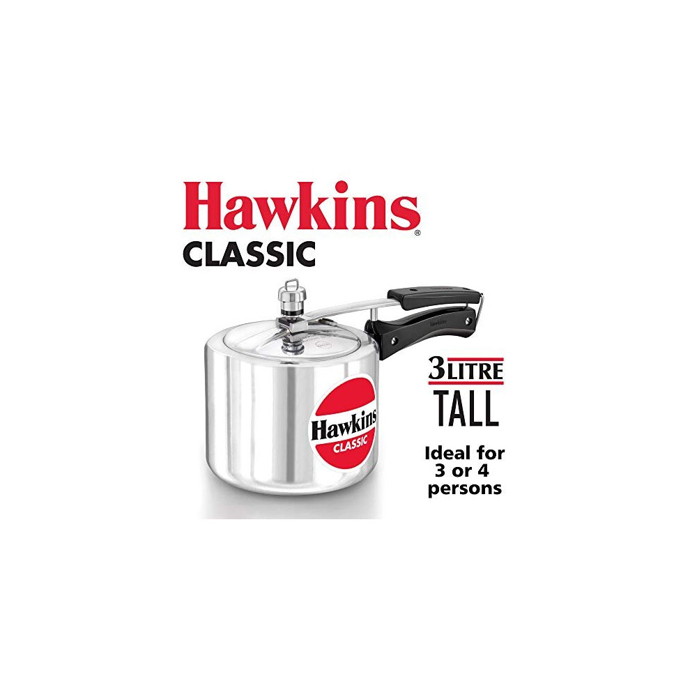 HAWKINA Classic CL3T 3-Liter Aluminum Pressure Cooker - New Improved, Small Silver