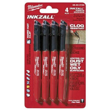 Milwaukee 48-22-3104 Inkzall Point Marker, Fine, Black, 4-Pack