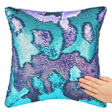 ICOSY Mermaid Sequin Pillow Case Mermaid Toy Pillow Cover Decorative Cushion Cover Reversible Sequin Pillowcase Home Decor 16"x16"