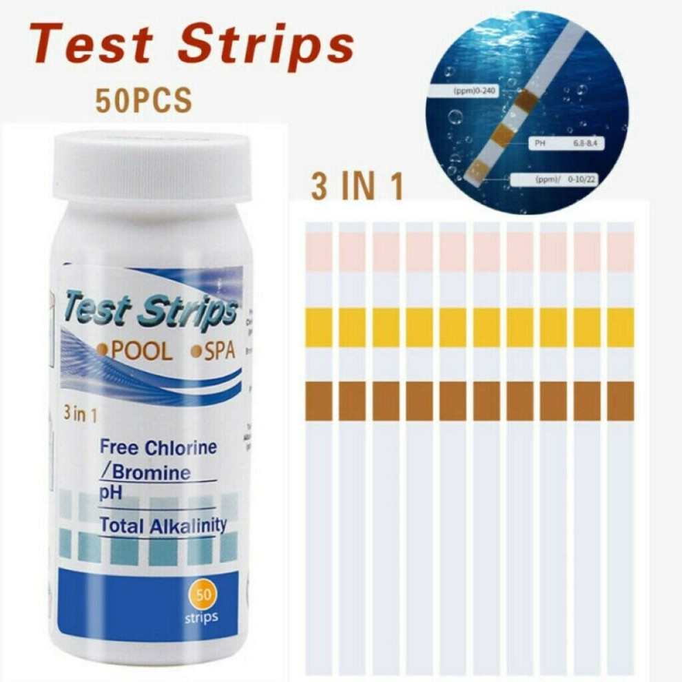 50PCS Chlorine Dip Test Strips Hot Tub SPA Swimming Pool PH Tester Paper set