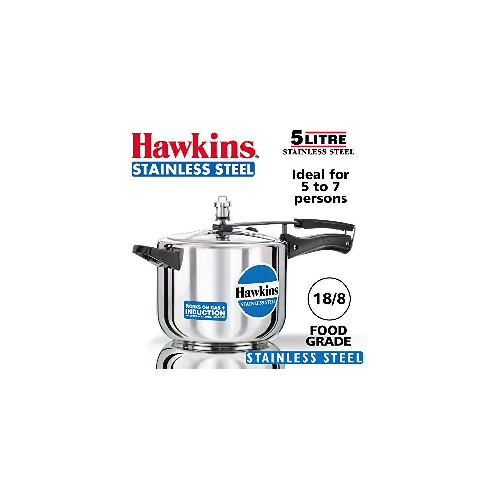 Hawkins B30 Pressure cooker, 5 Liter, Silver