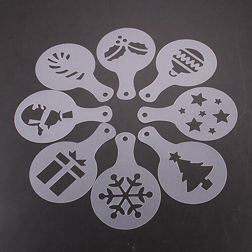 TRIXES Hot Chocolate Gift Set 8PC Christmas Stencils Shaker Cup 1